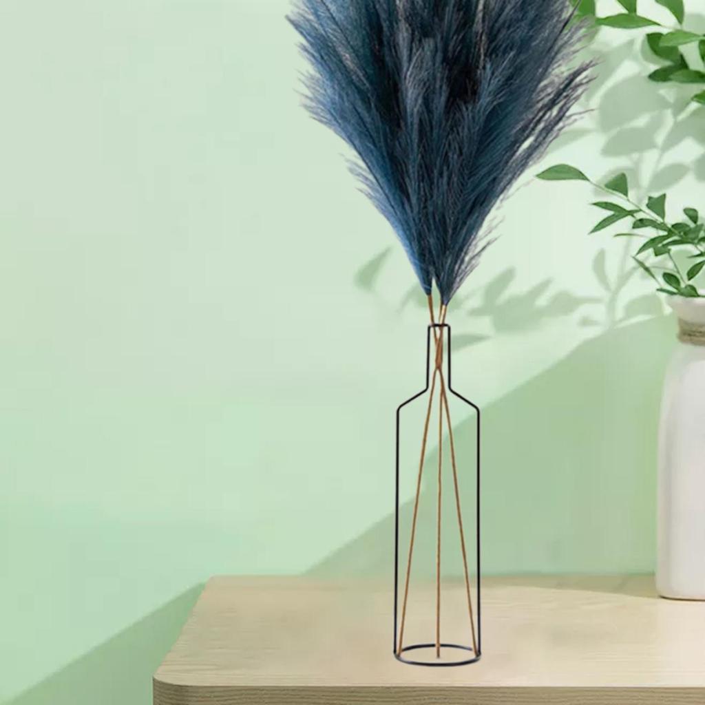 Geometry Shape Metal Vase Frame Stand for Branches, Wheat Decorative Multifunctional 9x9x42cm Iron Art Frame Tabletop Ornament