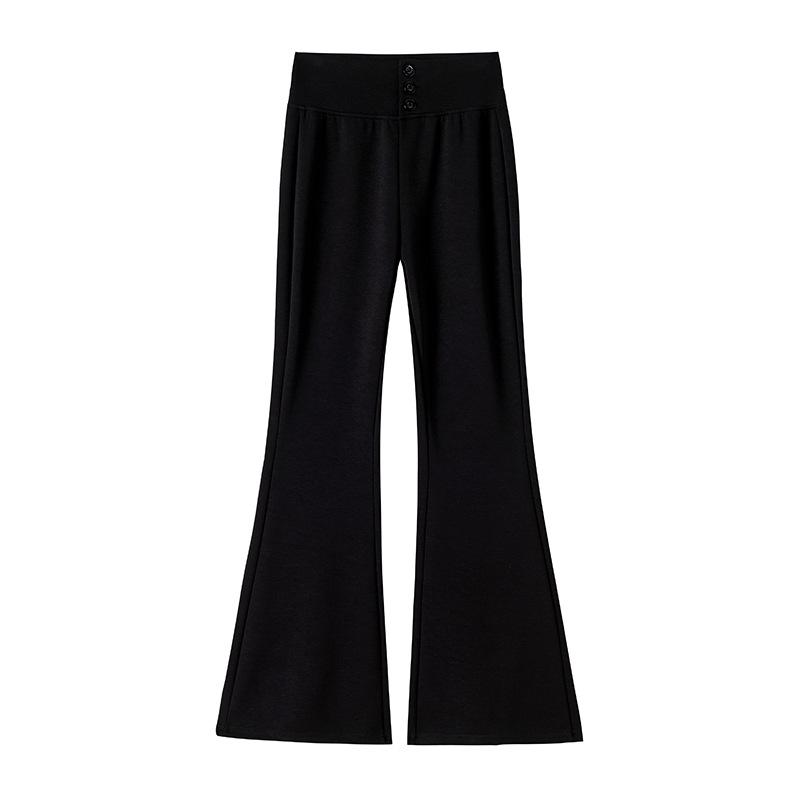 Spring Women's High-Waisted Micro-Flare Cotton Pants - Slimming, Floor-Length Bell Bottoms