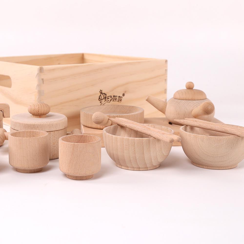 Beechwood Kids' Pretend Play Cooking Set - Wooden Kitchen & Tableware Educational Toys