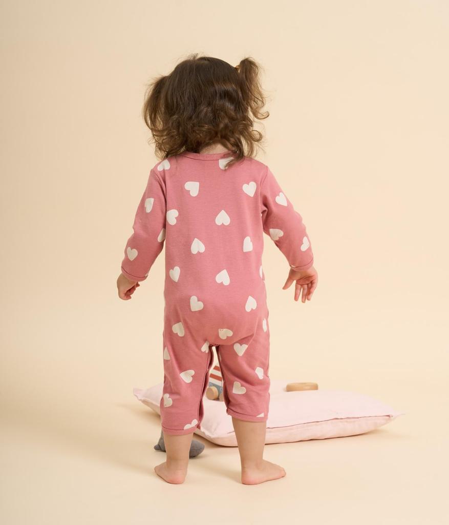 Footless Romper A0B9S 6 months 67cm [Petit Bateau] Pink/Off-White