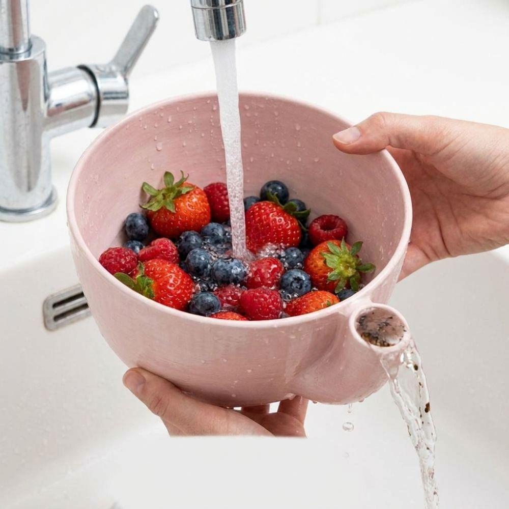 Quick Drain Swirl Berry Washing Drain Bowl 3D Printed Berry Strainer Basket for Vegetable Fruits