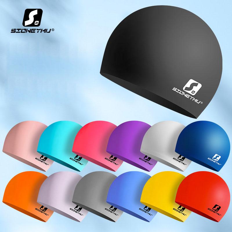 Adult Silicone Swim Caps Men And Women Solid Color High Quality Swimming Cap For Women Swimming Pool Accessories
