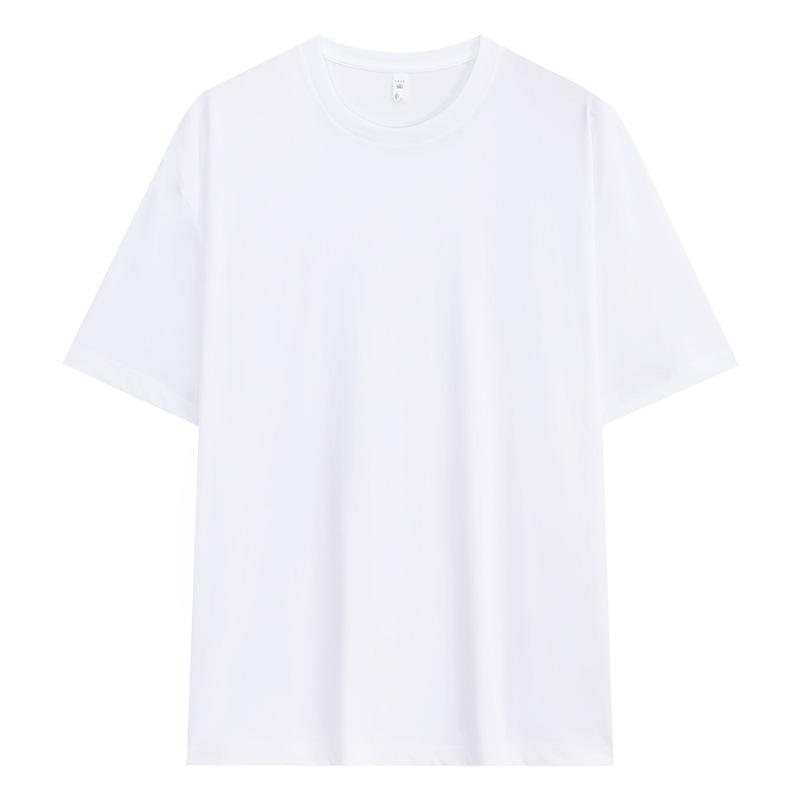 Men's 210g Sorona Cool Ice Silk Loose Round Neck T-Shirt, Solid Color Casual Short Sleeve