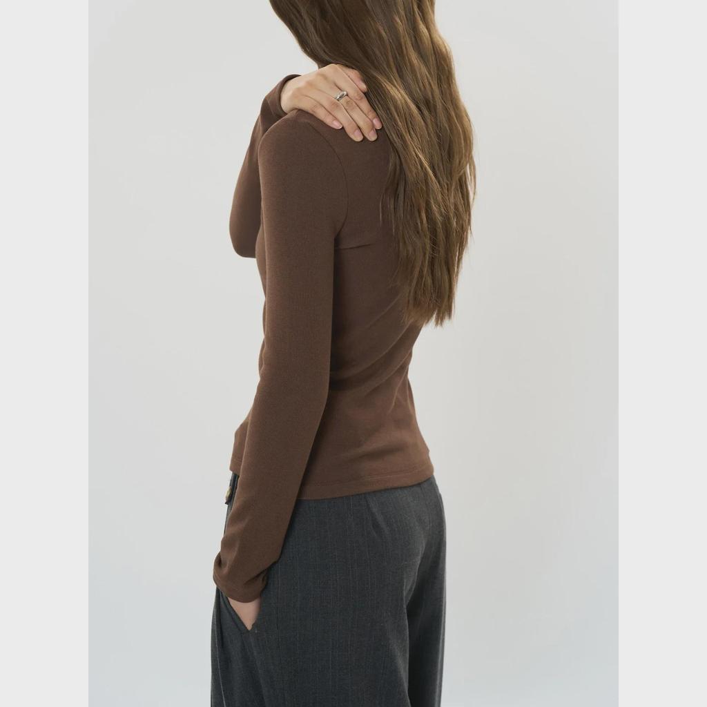 Louvre Winter Korean-Style High Collar Velvet T-Shirt for Women - Warm, Slim Fit Fashion