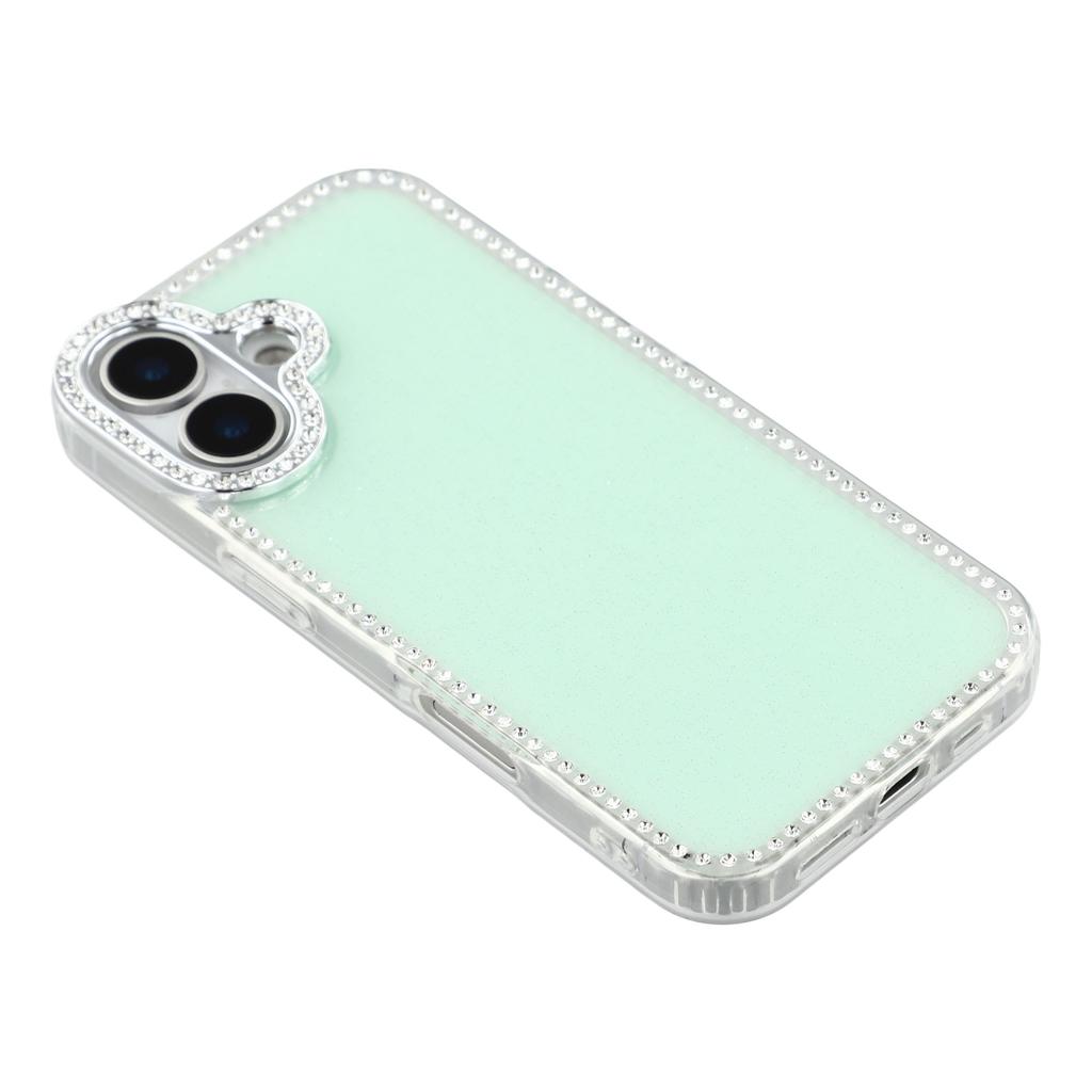 For iPhone 17 Case Rhinestone Edge Glitter Back TPU+PC IMD Phone Cover