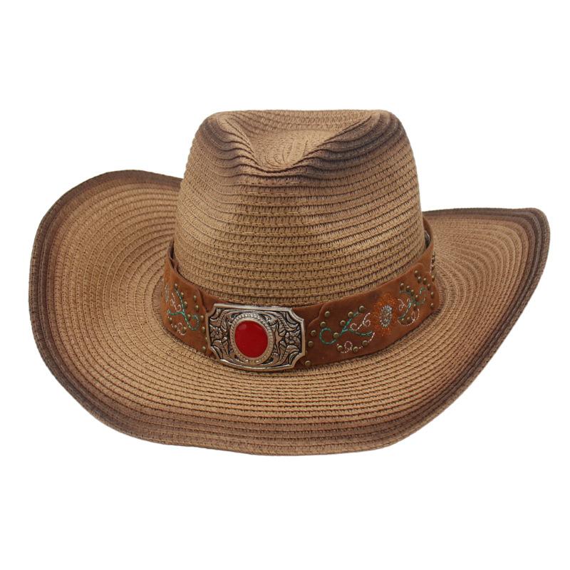 Summer Outdoor Uv Protection Big Eaves Shade Men'S Hat Shade Western Cowboy Jazz Hat