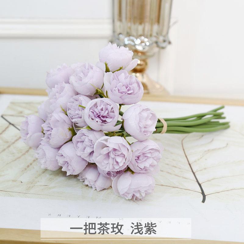 27 Head Artificial Flowers Plastic Tea Rose Bouquet Decoration Wedding Decor Bouquet Garden Party Home Decor Ornaments