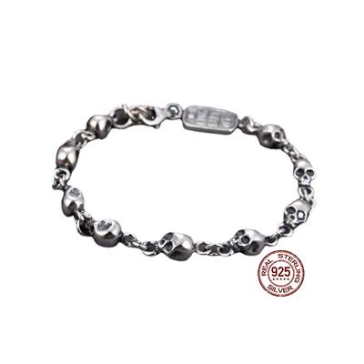 S925 Sterling Silber Armband Persönlichkeit Trend Schädel Armband Neutral Nische Hip Hop Punk Hand Schmuck Boutique Schmuck