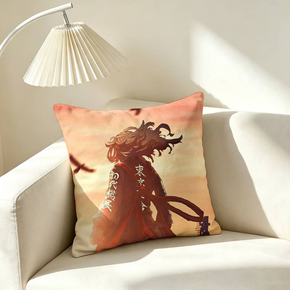 M-Manjiro Sano Tokyo Revengers  Pillow Case Square Double-Sided Sofa Cushion Cover Bedroom Bedside Pillow