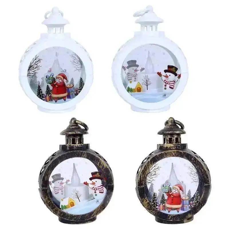 Christmas Round Glass Small Wind Light Decoration Retro Christmas Night Light Window Display Holiday Decoration Supplies Display
