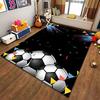 Soccer-Themed Carpet with Colorful Triangles and Black Background Suitable for use as an anti-slip for living room bedroom sofas