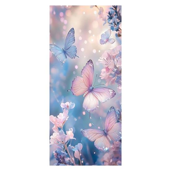

Window Privacy Film Stained Glass Flower Butterfly Decorative Window Sticker Heat Control Non-Adhesive Static Glass Cling for Home Bathroom Kitchen C