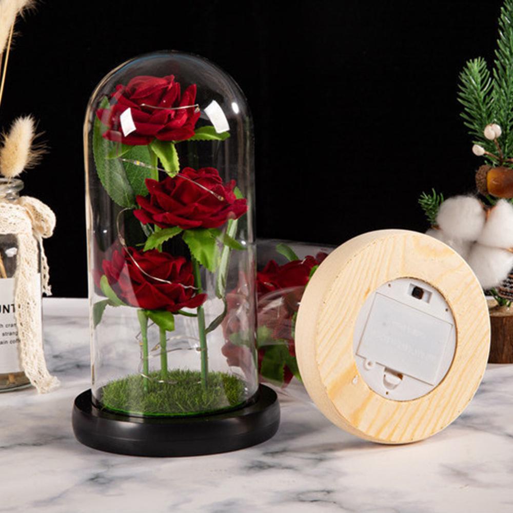 LED Galaxy Three Rose Artificial Flowers Wedding Decoration Creative Valentine'S Day and Mother'S Day Gift without Battery