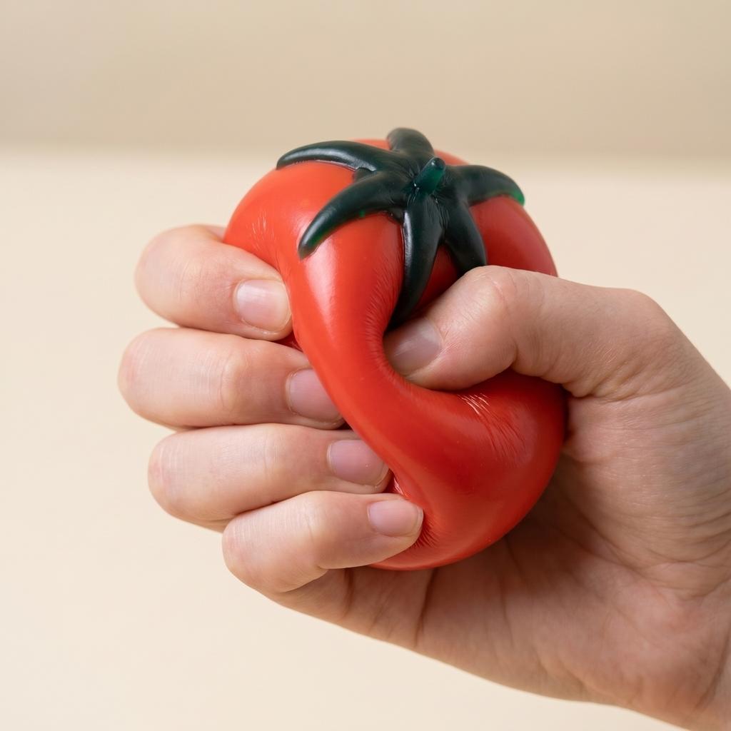 Jouet à presser Forme Tomate Doux Montée Lente Soulagement du Stress Jouet Sensoriel pour l'Exercice des Mains et la Relaxation