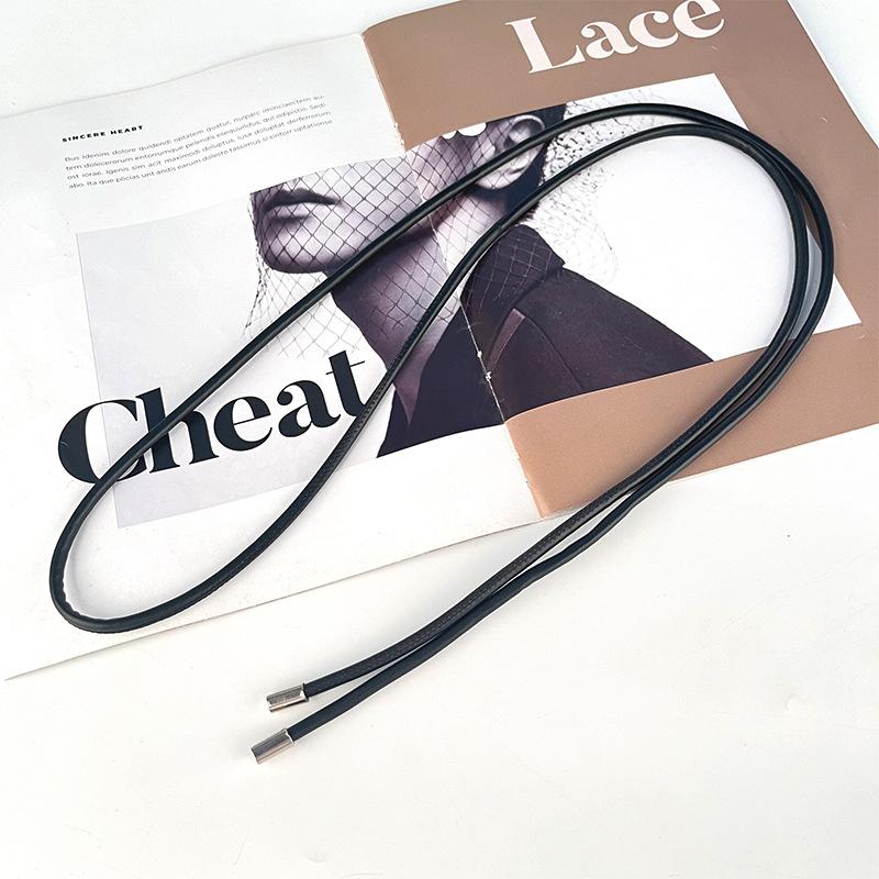 Women's PU Leather Thin Belt, Fashionable and Versatile Decoration, Knotted Waist Rope, Waist Chain, and Dress Decoration Generation
