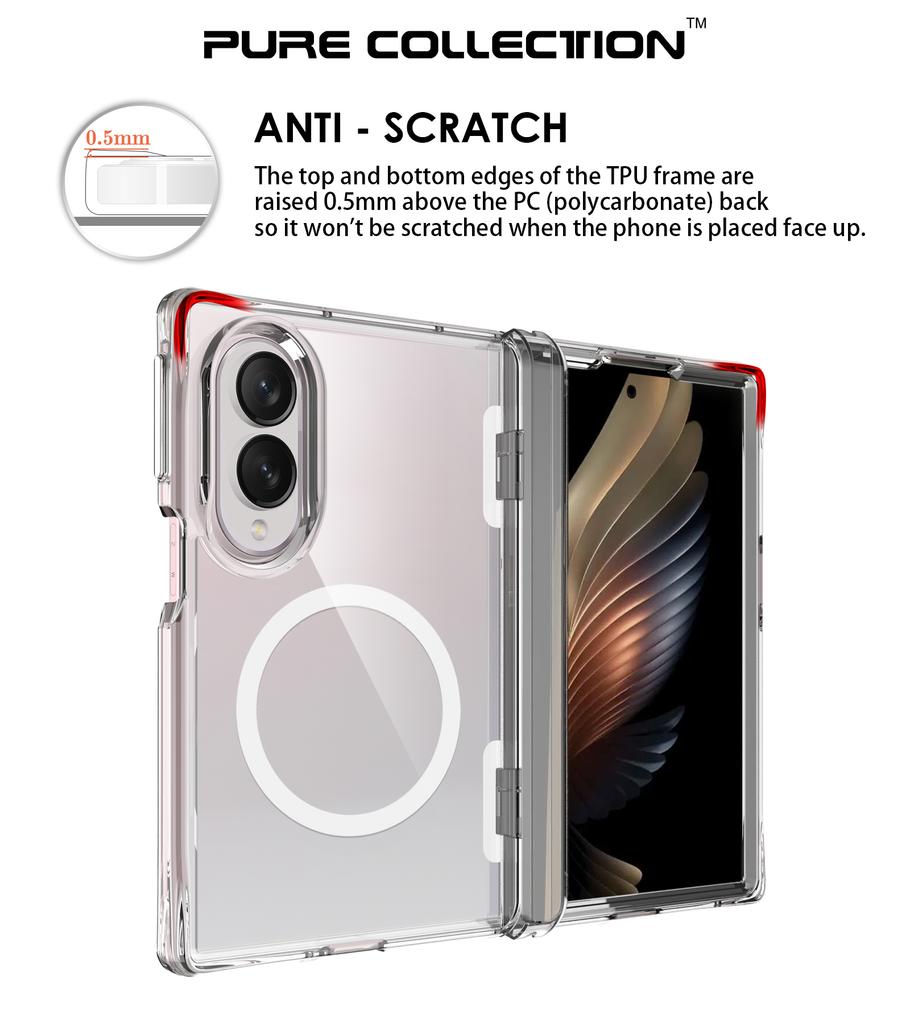Hinge Protection Transparent Case for Samsung Galaxy Z Fold8, TPU PC Shock Absorbing Foldable Cover-Clear
