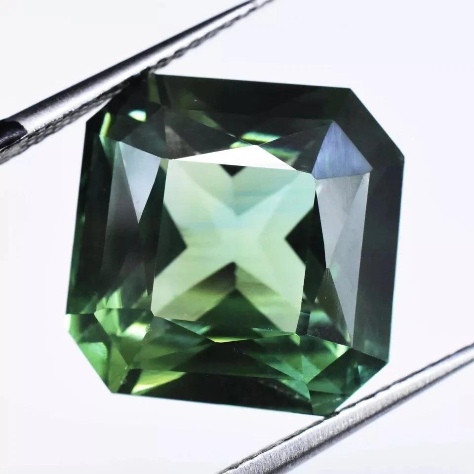Ceylon Green Sapphire Natural 15-17 Ct Square Cut Stunning Certified Gemstone