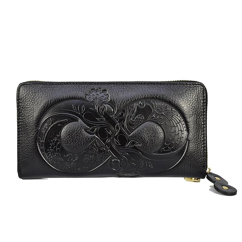 

2025 New Genuine Leather Wallet Bag Long Real Cow Leather Purse Women First Layer Cowhide Card Holder Clutch for Cell Phone