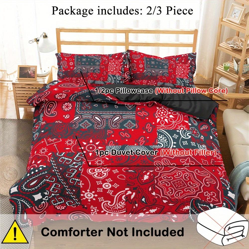 Comforter 2/3Pcs Paisley Bandanna Printed Comfortable Paisley Flowers Bedding Set For Bedroom Machine Washable