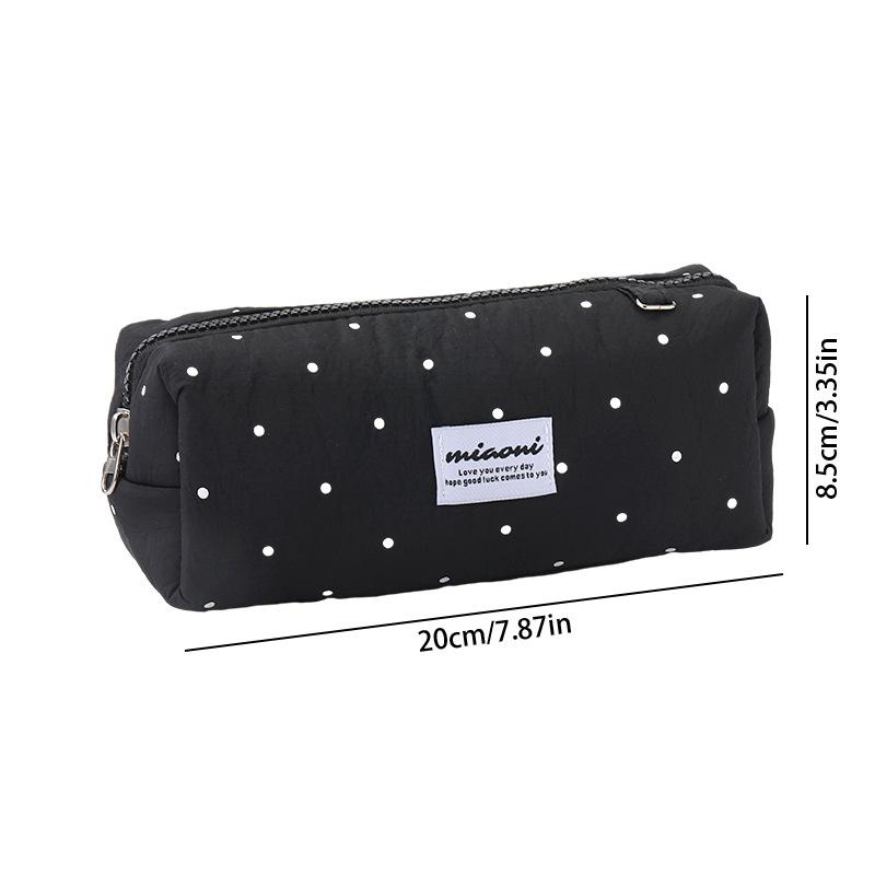 1Pcs  Korean Polka Dot Solid Color Pencil Case Student Stationery Large Capacity Storage Pen Bag Cute Girl Makeup Bag