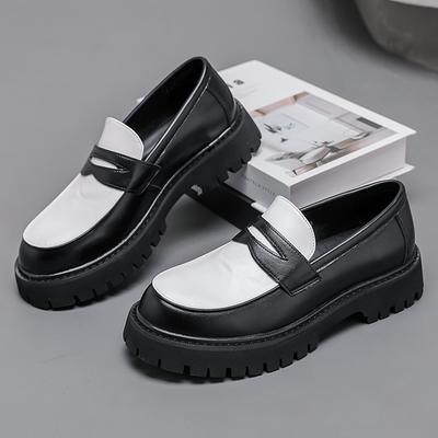 Mocassini Classici alla Moda da Uomo PU Suola Spessa Resistenti all'Usura alla Moda Testa Larga Scarpe in Pelle da Uomo Casual Scarpe per Banchetti d'Affari Taglia 38-46