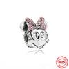 Copper Fits Genuine Bracelets Mickey Murano Glass Bead Dangle Charms Bead Necklaces Pendants DoItYourself Women Jewellery Gif