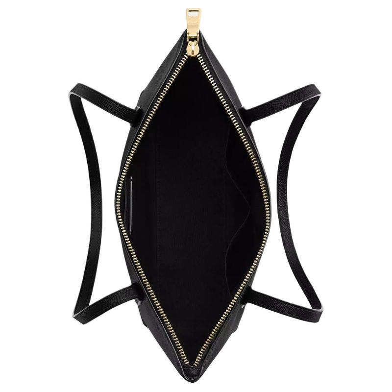 Coach Fiona 24 Gold Logo Zip Closure Recycled Leather Shoulder Bag Medium Women's Black