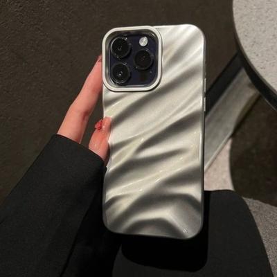 iPhone 17 Air 16 E 15 14 13 12 11 Pro Max XS Max Plus İçin Lüks Kaplama 3D Dalga Desenli Kılıf Moda Parlak Parlak Kapak