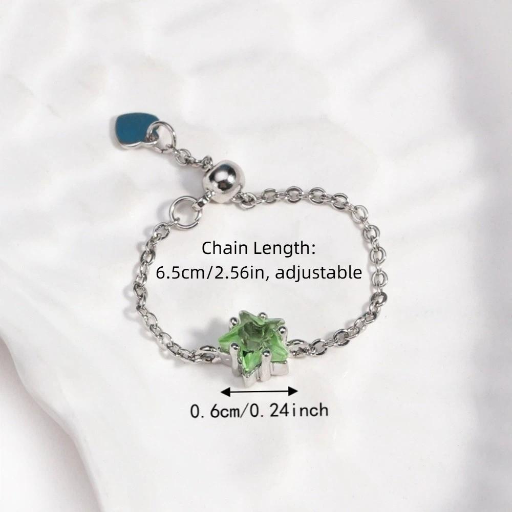 Exquisite Link Chain Ring Colored Pull-out Chain Ring Stackable Rings Adjustable Charm Ring  Gift