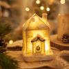 Battery Powered Snow House Figurine Resin Christmas Night Light  Bedroom Night Light