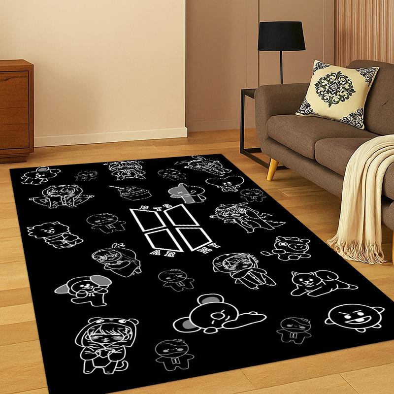 Fashion B-BTS Kpop Soft Area Rug for Bedroom Living Room Sofa,Non-Slip Carpet for Kids,Cozy Floor Mat Doormat Home Decor