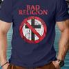 Men's Bad Religion T-shirt with Punk Rock Band Design, Short Sleeved Round Neck Shirt for Daily Wear, Classic Style