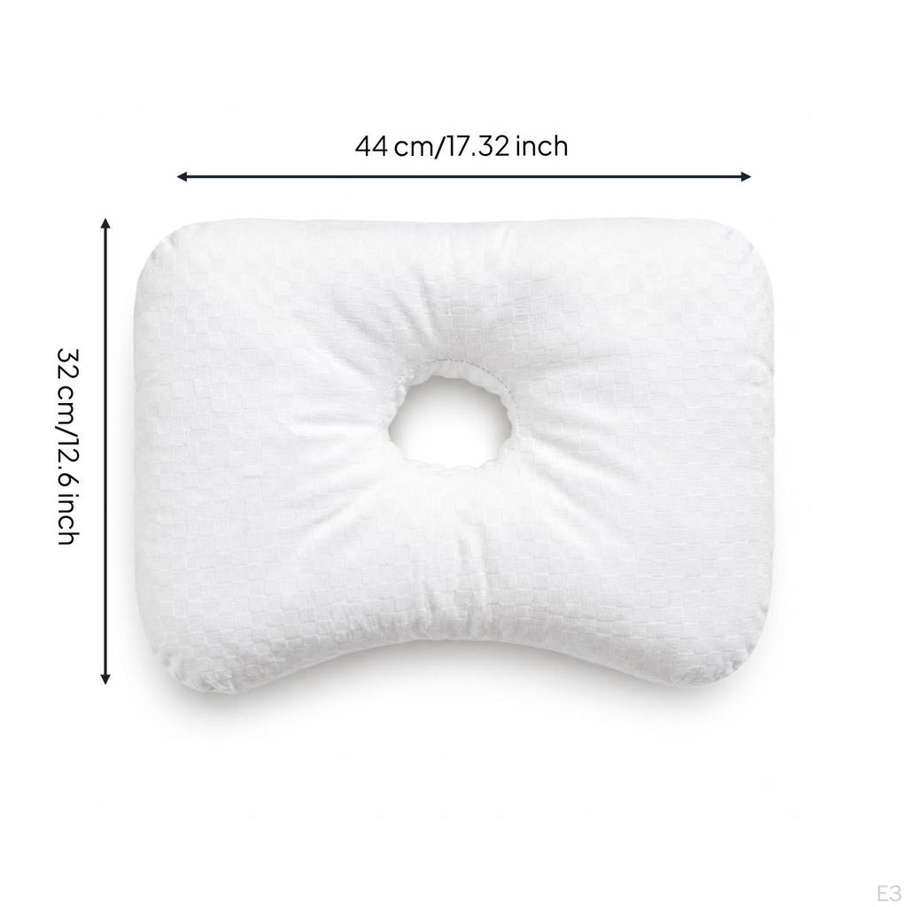 Ear Hole Pillow Vacuum Compressible Side Sleeping with Checkerboard Textured Aid