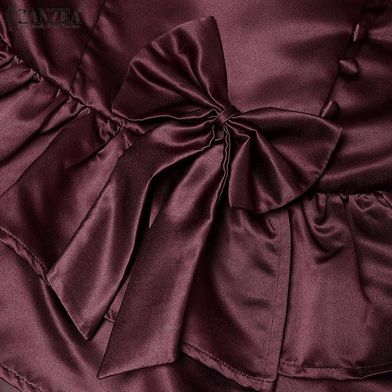 ZANZEA Women Casual V-Neck Summer Short Sleeve Blouse