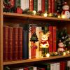 Reindeer Bookshelf Decoration Christmas Book Shelf Light, Iron Bookend Night Lamp with Santa Metal Stand Decor Snowman, Warm Glow Tabletop for