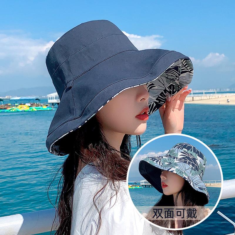 Sunscreen hat women's summer double-sided bucket hat UV protection new big brim sun hat versatile basin hat sun hat