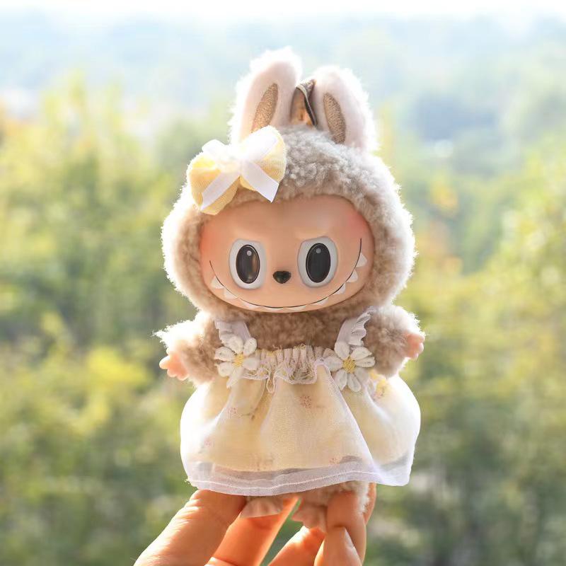 17cm Labubu Doll Clothes: Ice Cream Overalls - Cute Pendant Blind Box