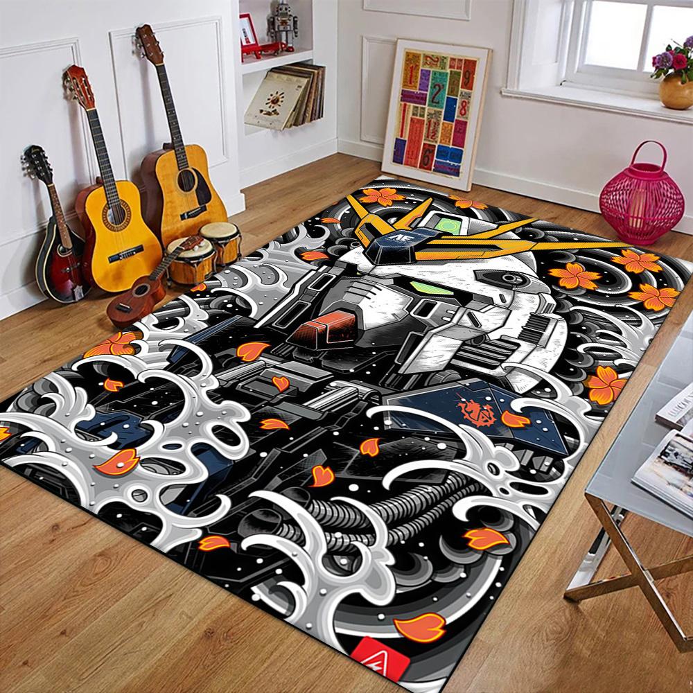 New 3D G-Gundam Cartoon Japansese Style Carpet Rug for Art Living Room Art Decor Sofa Home Kids Game Area Rug Non-slip Floor Mat