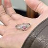 Light luxury High quality   inlaid full diamond heart pink diamond rings for women sweet engagement ring fine jewelry