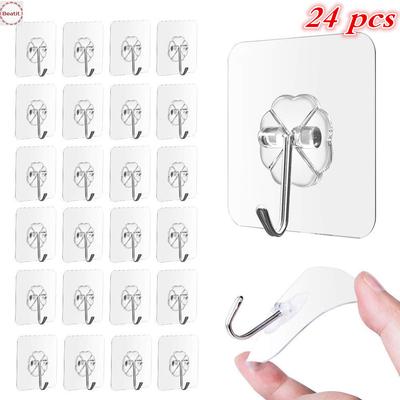 Beatit 24Pcs Strong Suction Cup Sucker Transparent  Wall Hooks Hanger Kitchen Tool