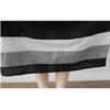 Summer Korean Oversized Loose Patchwork Striped Long Dresses Cotton Linen Short Sleeved Dress for Women