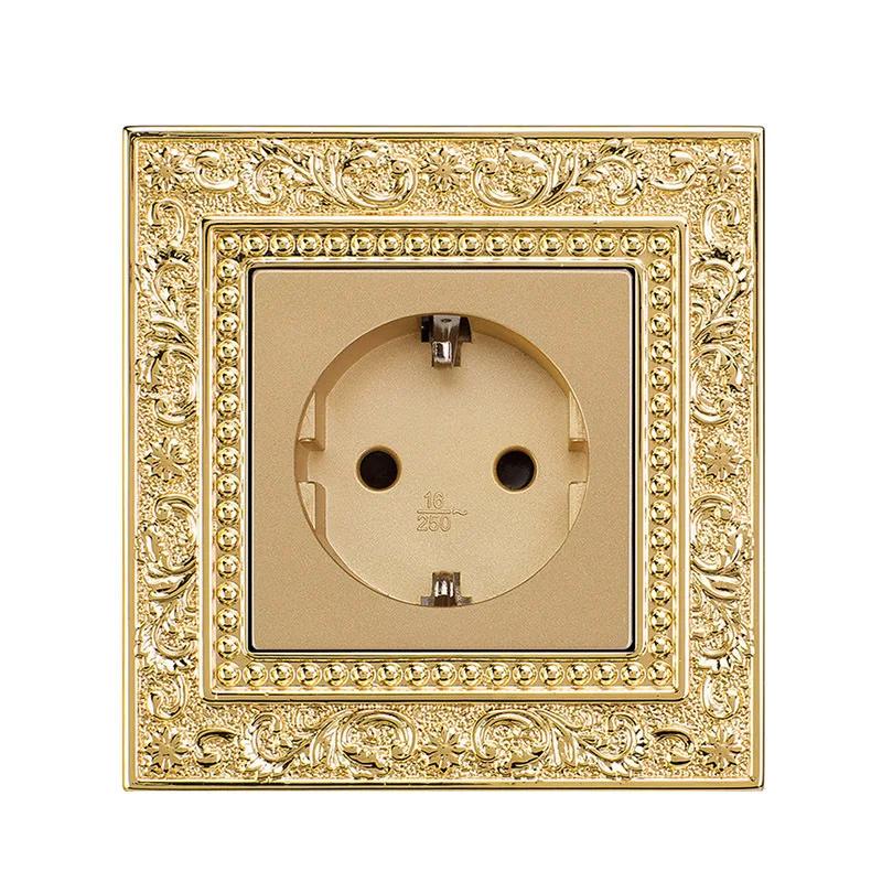 Luxury Vintage Push Button Switch 1/2/3/Gang 2Way,EU France Standard Copper Wall socket,Universal Light Home Switch Power Outlet