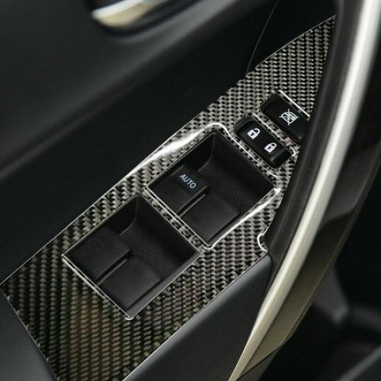 4Pcs Carbon Fiber Door Window Switch Panel Trim Fit For Toyota Corolla 2014-18