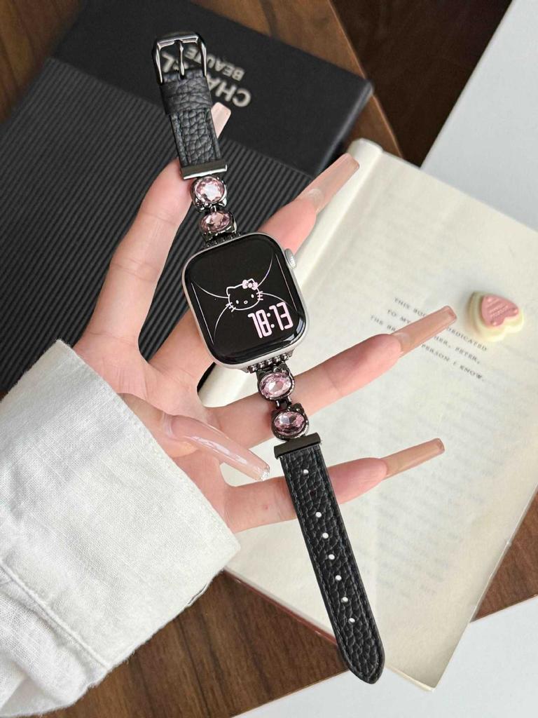 KT cat diamond lychee pattern leather strap for iwatchse10 Apple Watch Xiaomi 89Pro Huawei GT543