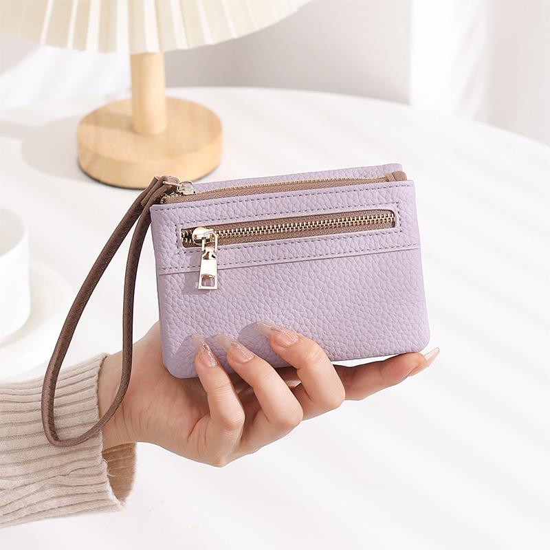 Women's Large Capacity Frosted Double Zipper Long Wallet & Clutch