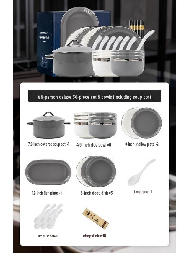 Mord Lanca 30-Piece Cream Style Ceramic Dinnerware Set