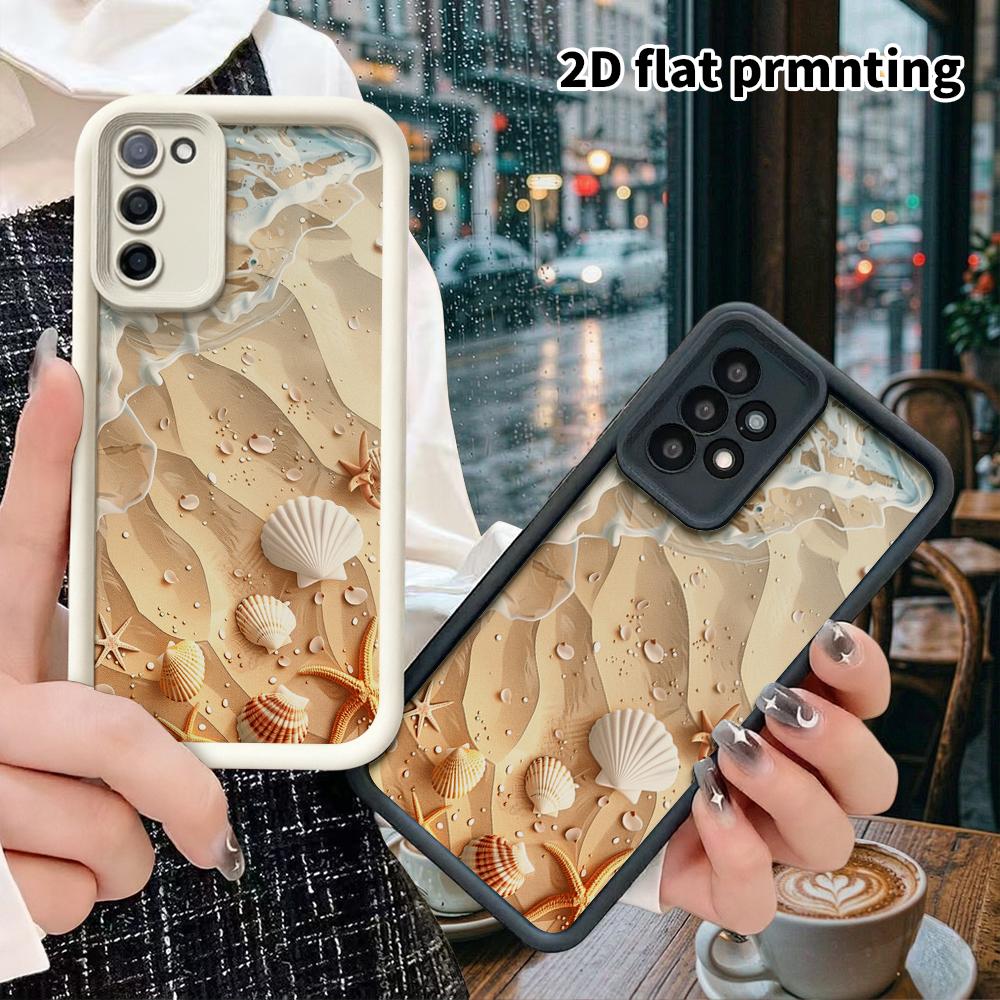 Phone Case: 2D Flat Samsung Galaxy A34 A35 M05 M06 S20 S22 S21 FE Plus 5G Layered Protective Case, Ocean Wave Shell, Christmas and Halloween Gift