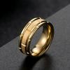 Valentine's Day Jewelry Grooved Engraved Titanium Steel Brushed 3 Layer 8mm Engagement Couple Ring