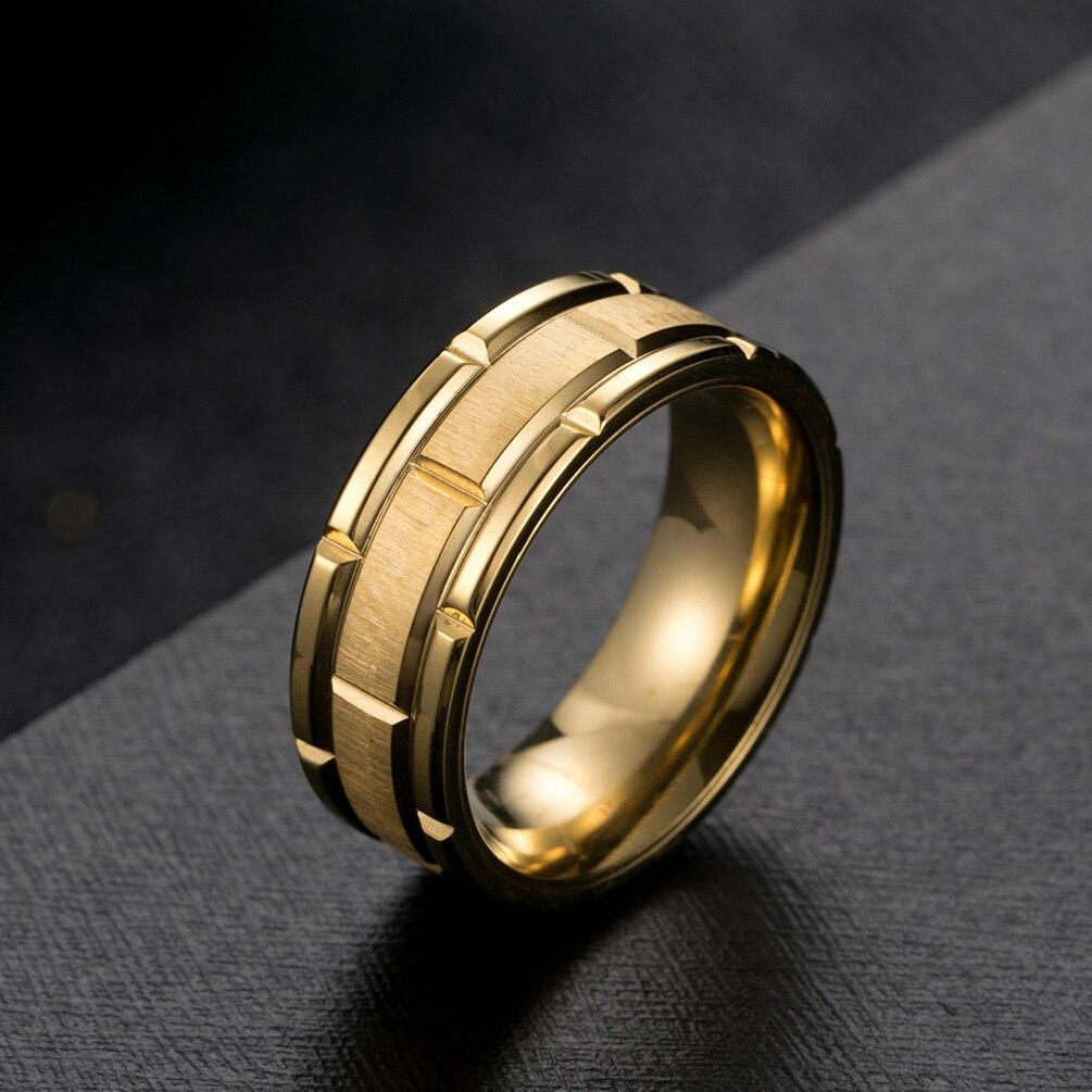 Valentine's Day Jewelry Grooved Engraved Titanium Steel Brushed 3 Layer 8mm Engagement Couple Ring