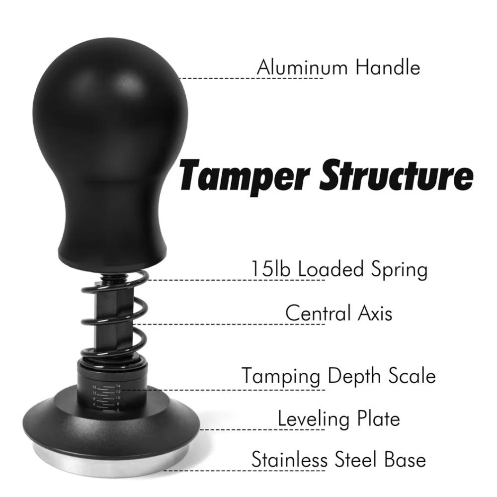 Spring Loaded Coffee Tamper Flat/threaded Bottom Coffee Powder Press Durable Coffee Leveler  Bar
